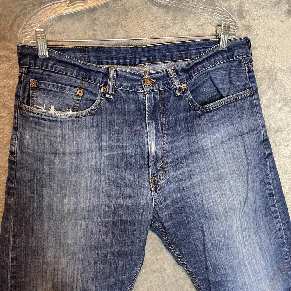 Levis 505 Mens Regular Straight Distressed Jean 36x34 Cotton Classic Casual Blue